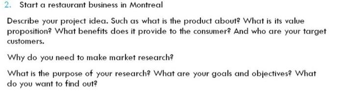 2. Start a restaurant business in Montreal