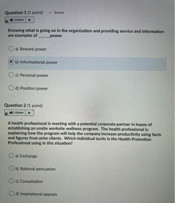 Saved Question 1 (1 point) Listen Knowing what is