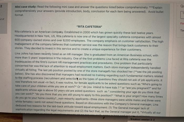 urgent and brief 2 Mini case study: Read the