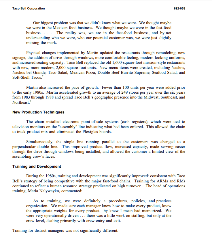 How are the changes that Taco Bell implemented,