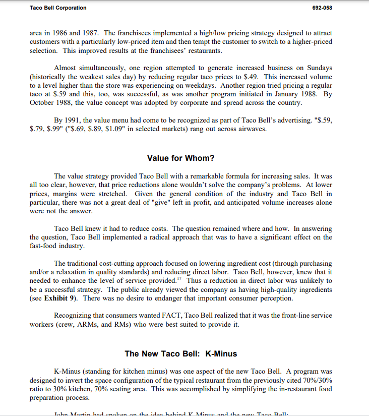 How are the changes that Taco Bell implemented,