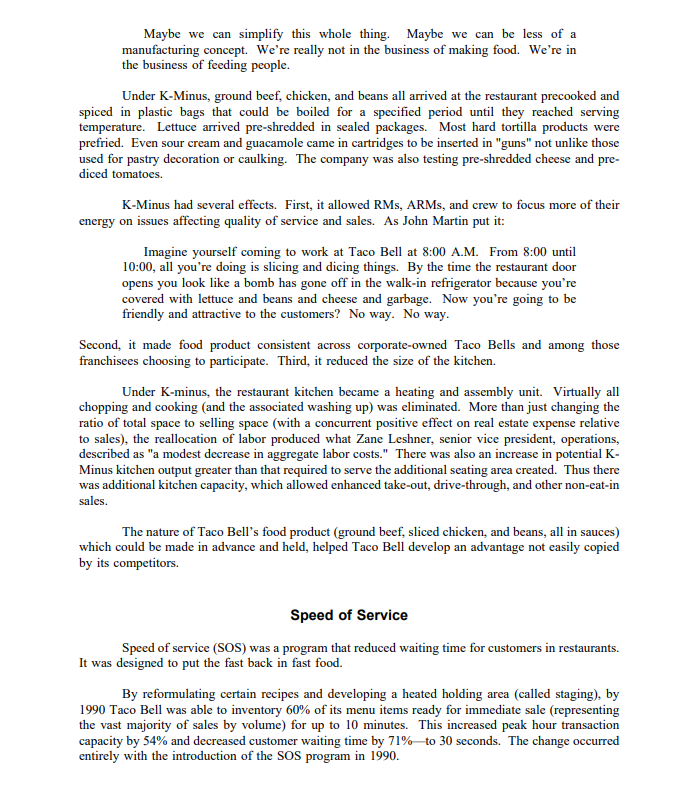 How are the changes that Taco Bell implemented,