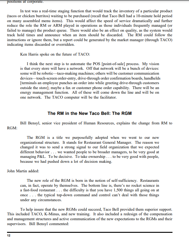 How are the changes that Taco Bell implemented,