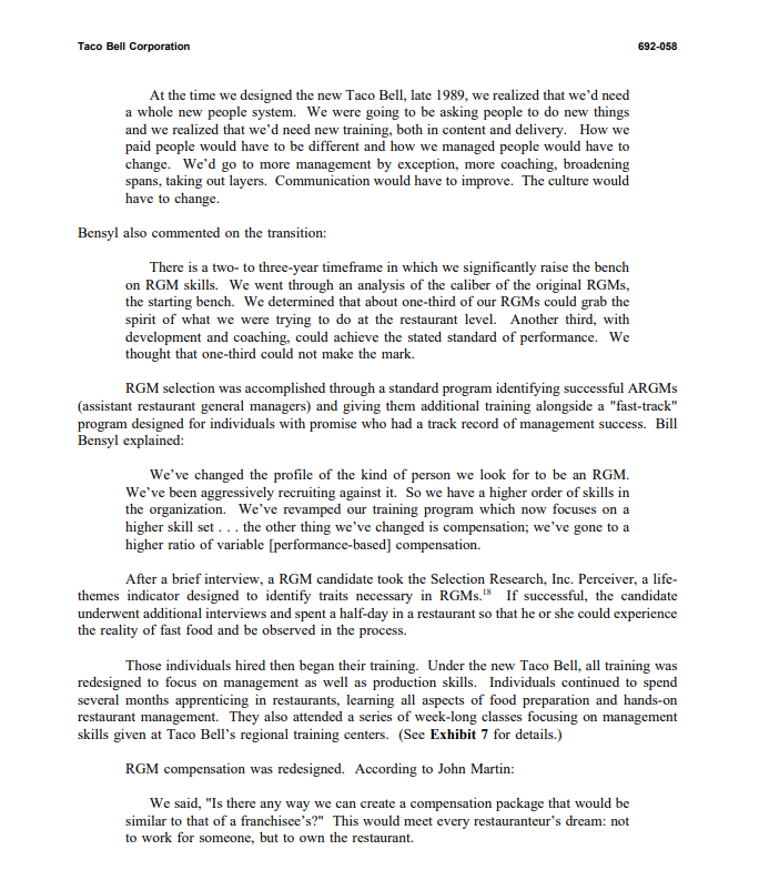 How are the changes that Taco Bell implemented,