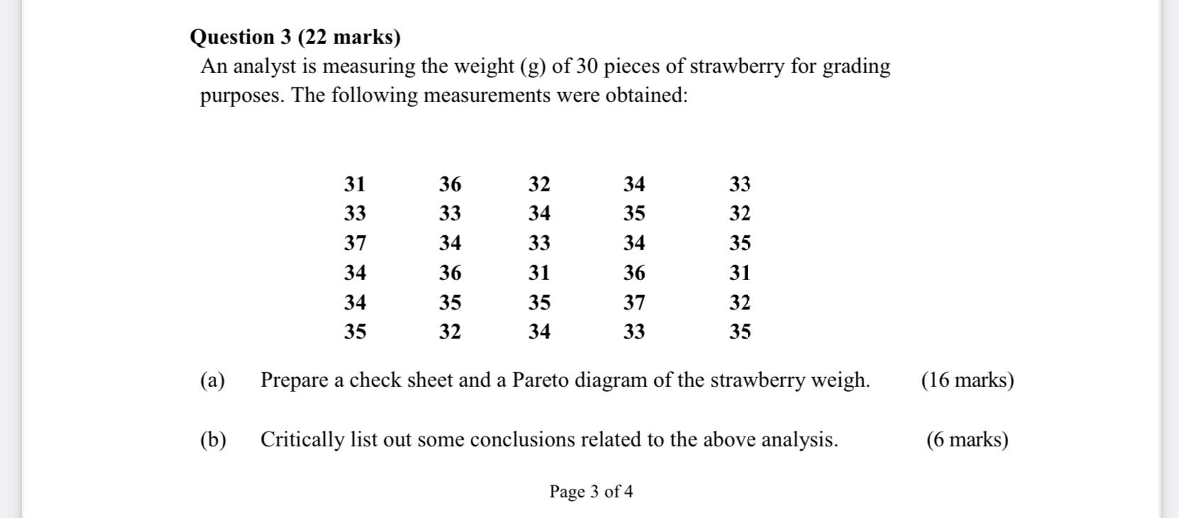 Question 3 (22 marks) An analyst is measuring the