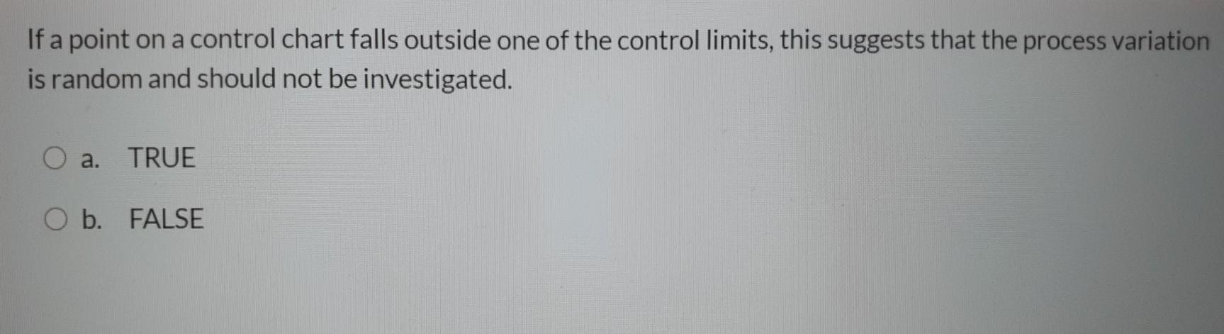 If a point on a control chart falls outside one