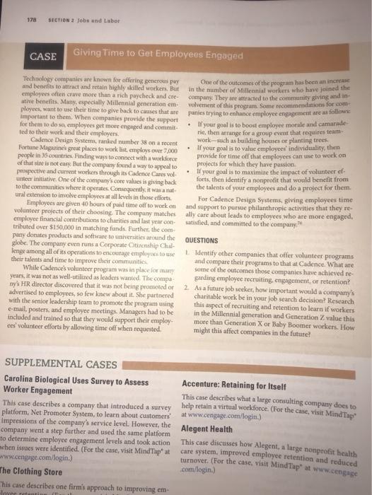 178 SECTION 2 Tobs and Labor CASE Giving Time to