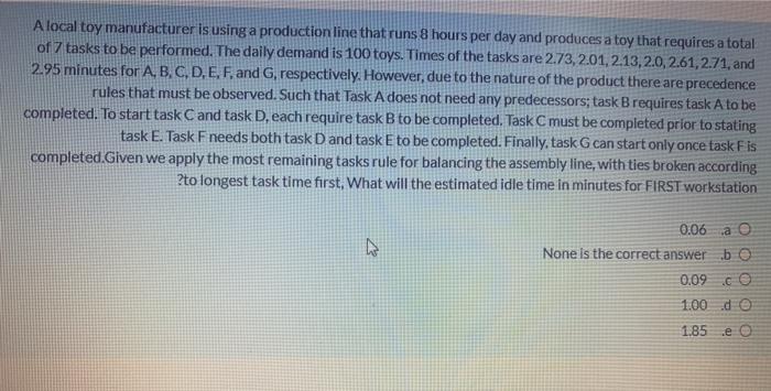 A local toy manufacturer is using a production