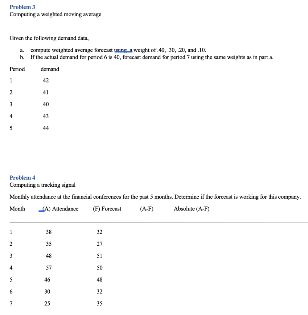 Problem 3 Computing a weighted moving average