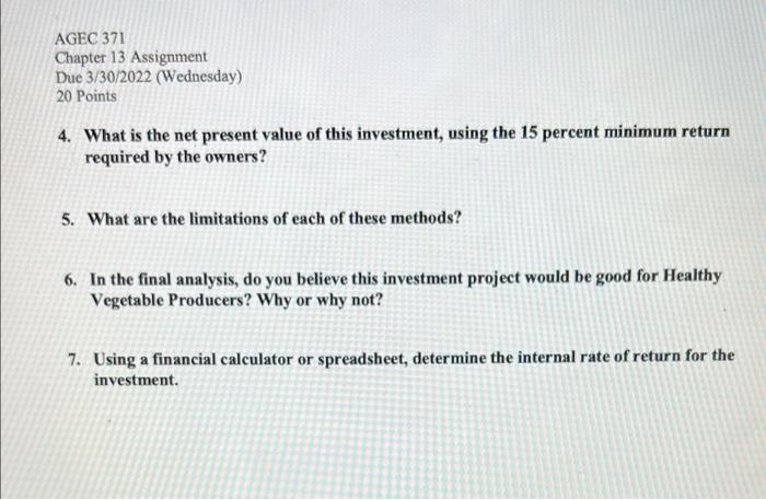 AGEC 371 Chapter 13 Assignment Due 3/30/2022