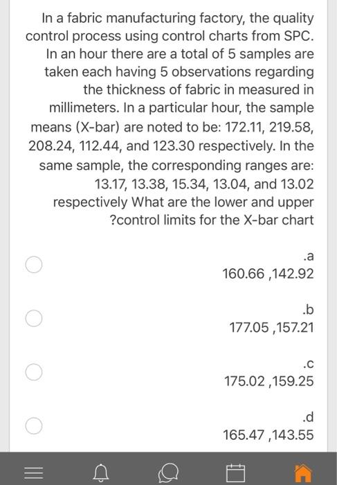 In a fabric manufacturing factory, the quality
