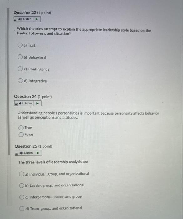 Question 23 (1 point) Listen Which theories