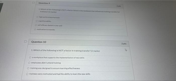 Question E Question 10 2 pts 1. Which of the