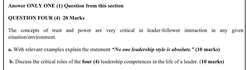 Answer ONLY ONE (1) Question from this section