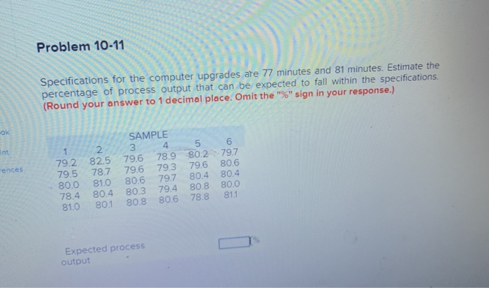Problem 10-11 Specifications for the computer