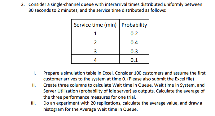 2. Consider a single-channel queue with
