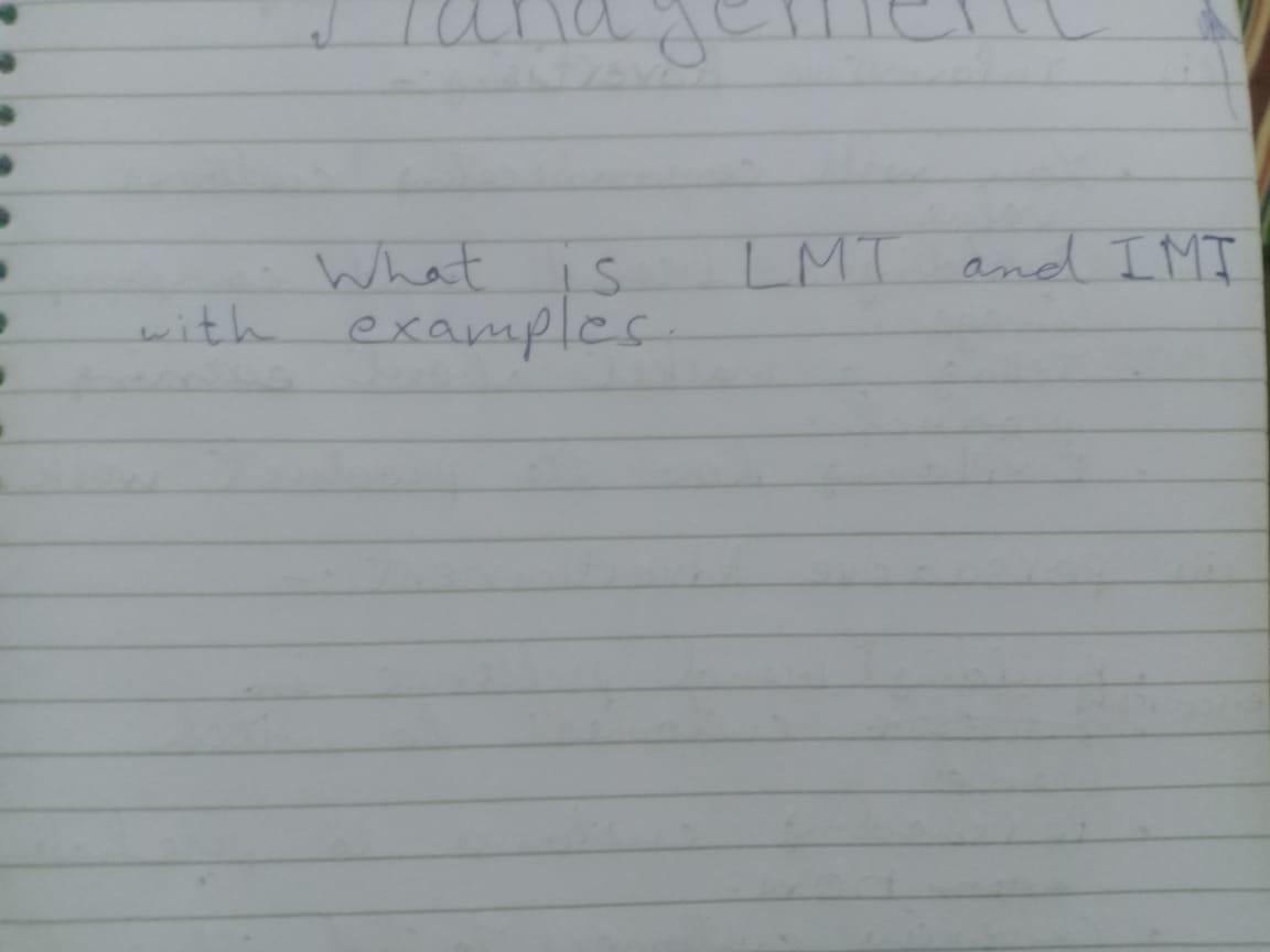 LMT and IMI with What S examples