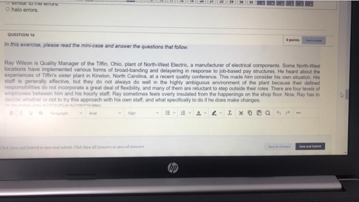 STUS O halo errors QUESTION 15 In this exercise,