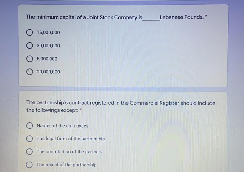 The minimum capital of a Joint Stock Company is