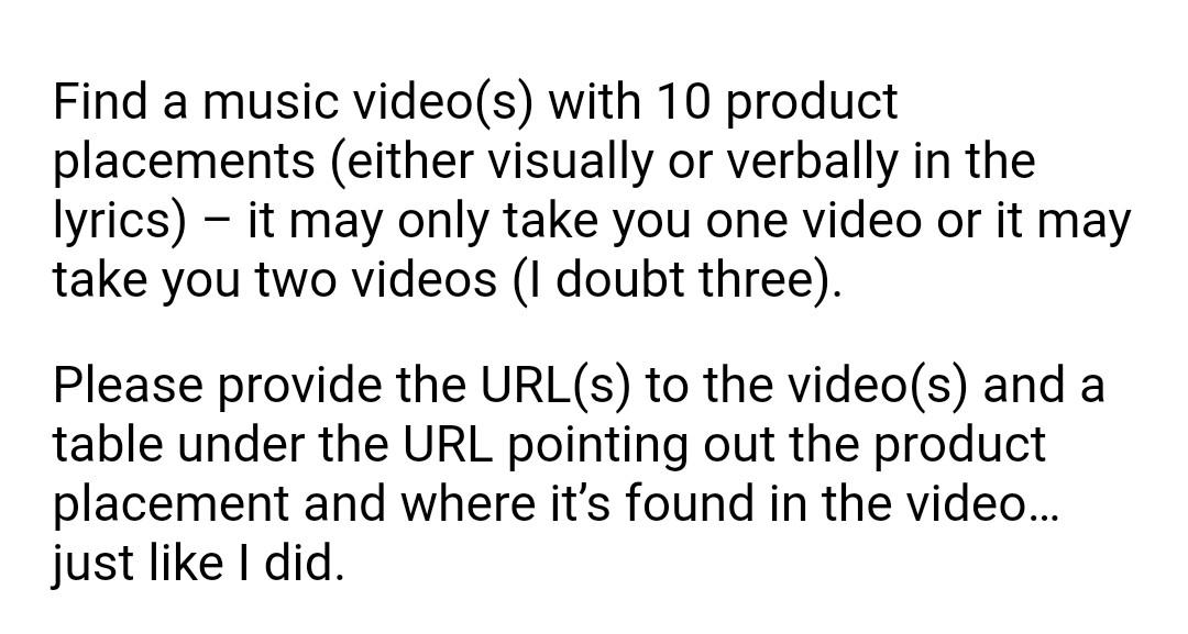 Find a music video or song has 10 product