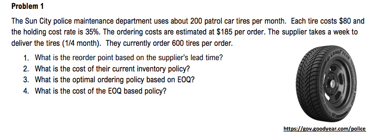 Problem 1 The Sun City police maintenance