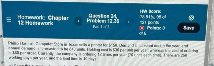 Chapter 12. Question 24. Please do all 1-3 parts.
