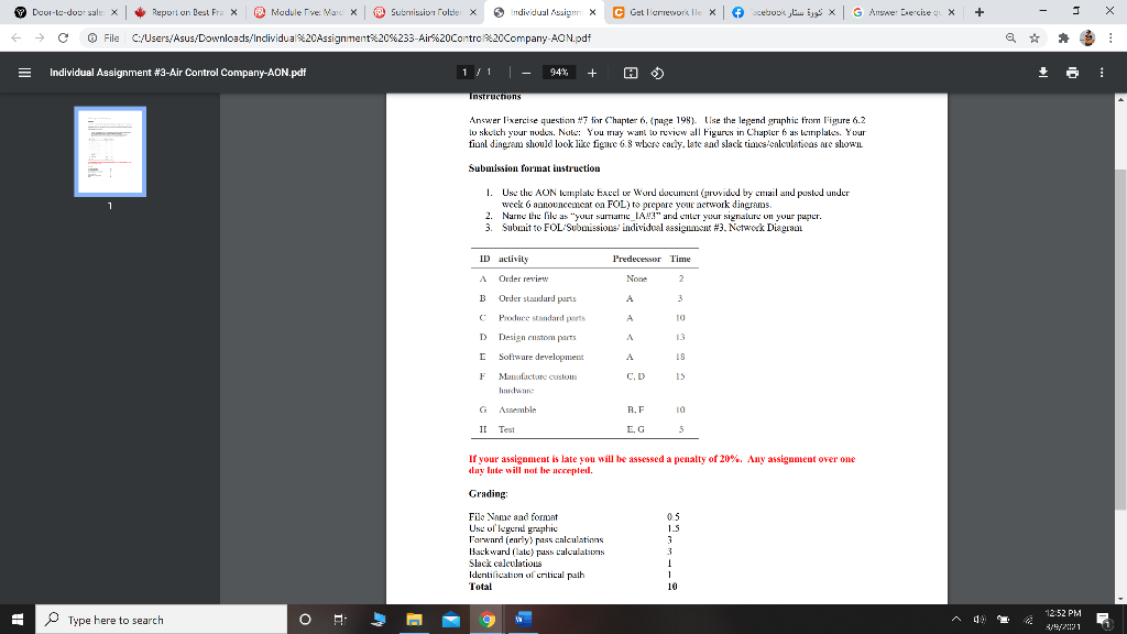 Answer Exercise question #7 for Chapter 6, (page