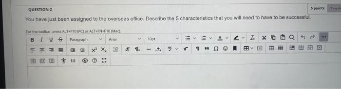 SA QUESTION 2 5 points You have just been