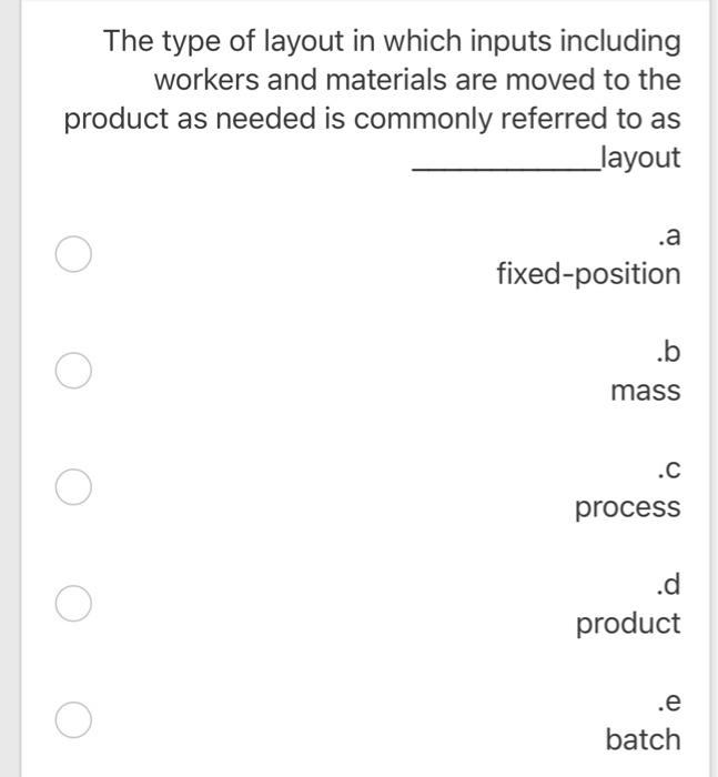 The type of layout in which inputs including