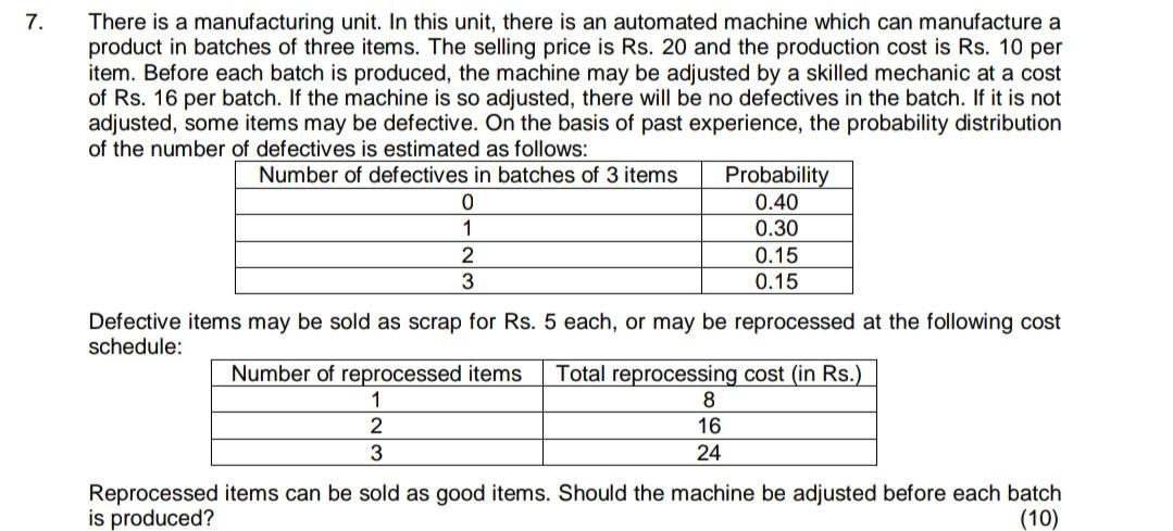 this question is from operational research