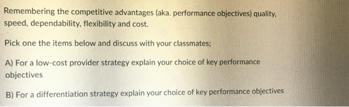Remembering the competitive advantages (aka.