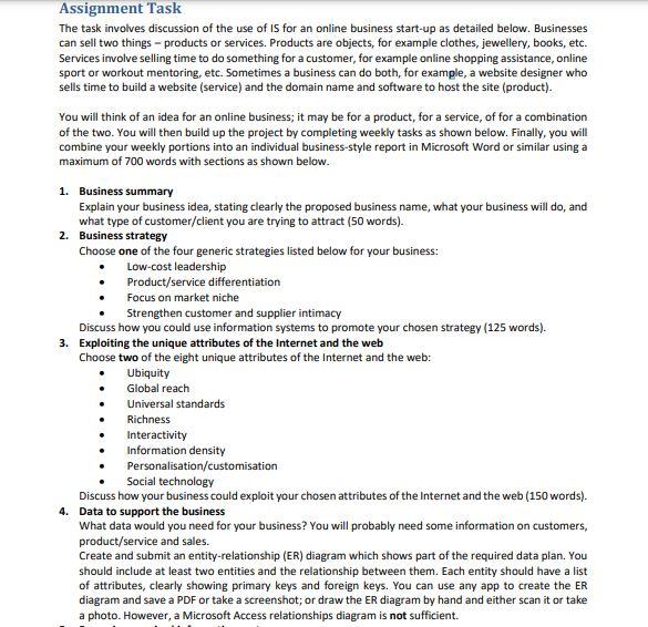 Assignment Task The task involves discussion of