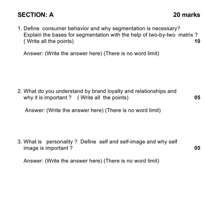 make it unique SECTION: A 20 marks 1. Define