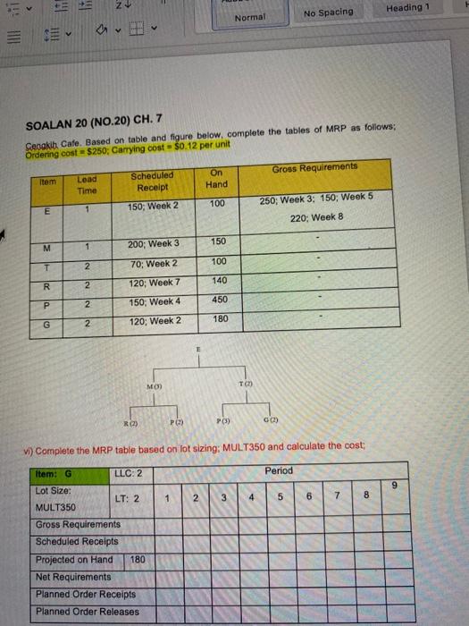 mrp table 2 Normal No Spacing: SE - SOALAN 20