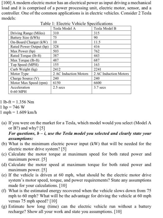 help help with e-g please [100] A modern electric
