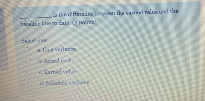 is the difference between the earned value and