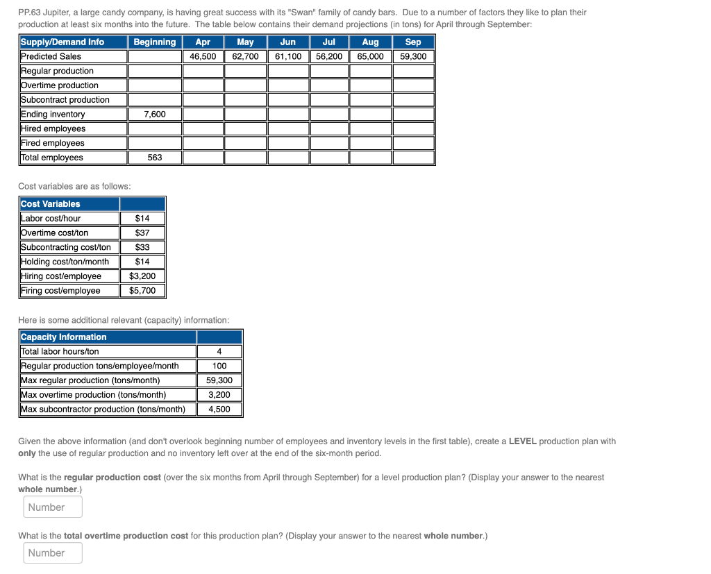 Please show work in excel PP.63 Jupiter, a large