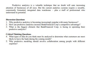 Bank Financial Corp. Gets a Lesson in Predictive