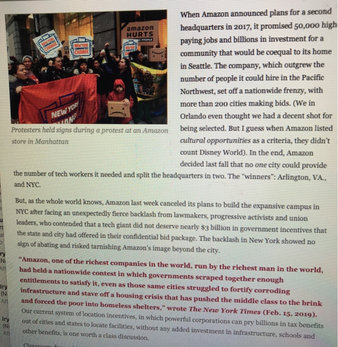 amazon HURTS When Amazon announced plans for a