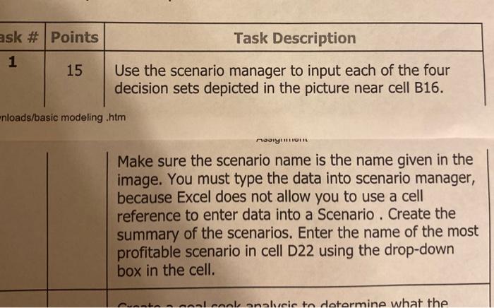 Task # Points Task Description 1 15 Use the