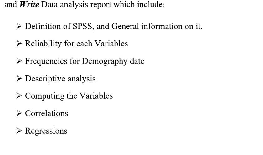 and Write Data analysis report which include: