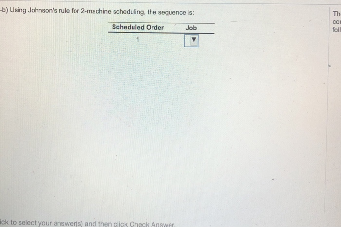 b) for the schedule developed using the johnsons