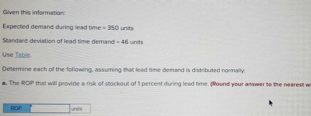 Given this information: Expected demand during