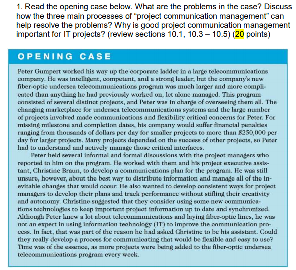 1. Read the opening case below. What are the
