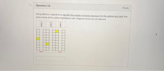 Question 14 15 pts Using Djikstra's algorithm to