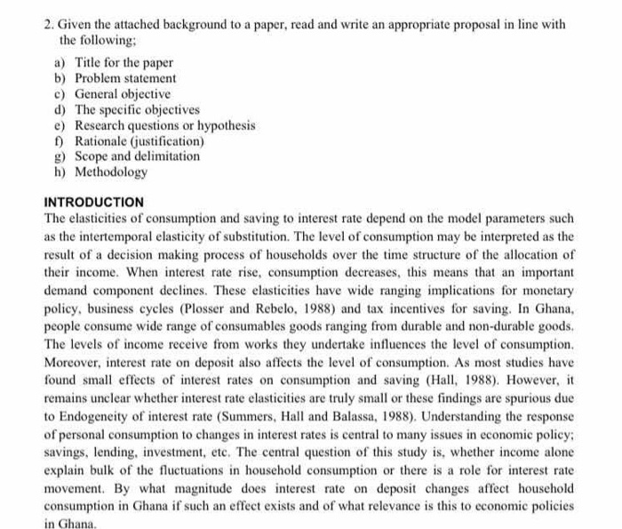 2. Given the attached background to a paper, read