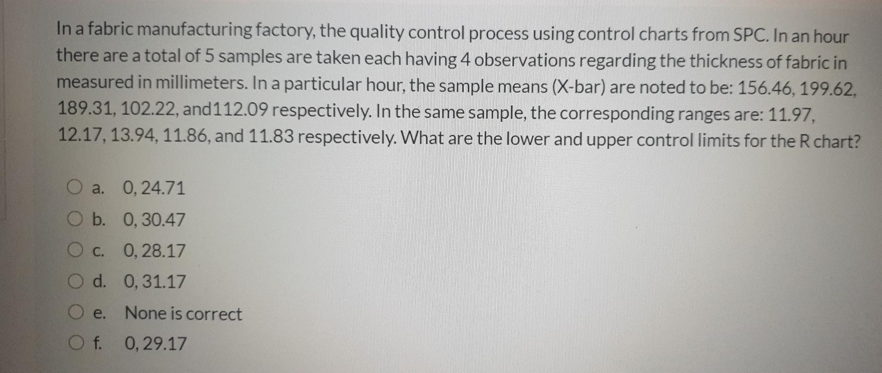 In a fabric manufacturing factory, the quality