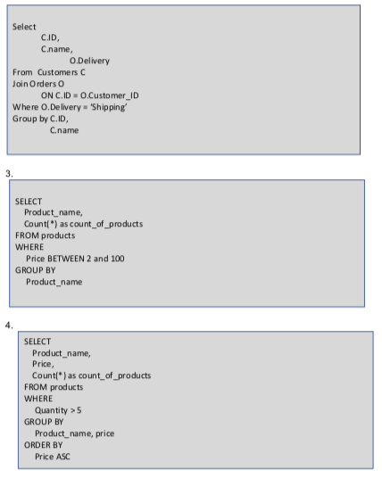 Tables Customers ID Name 1 Emily 2 Amy 3 John 4