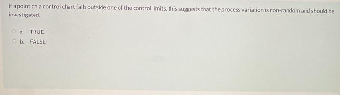 If a point on a control chart falls outside one