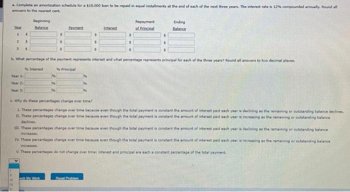 a. Comolate an amortization schedule for a